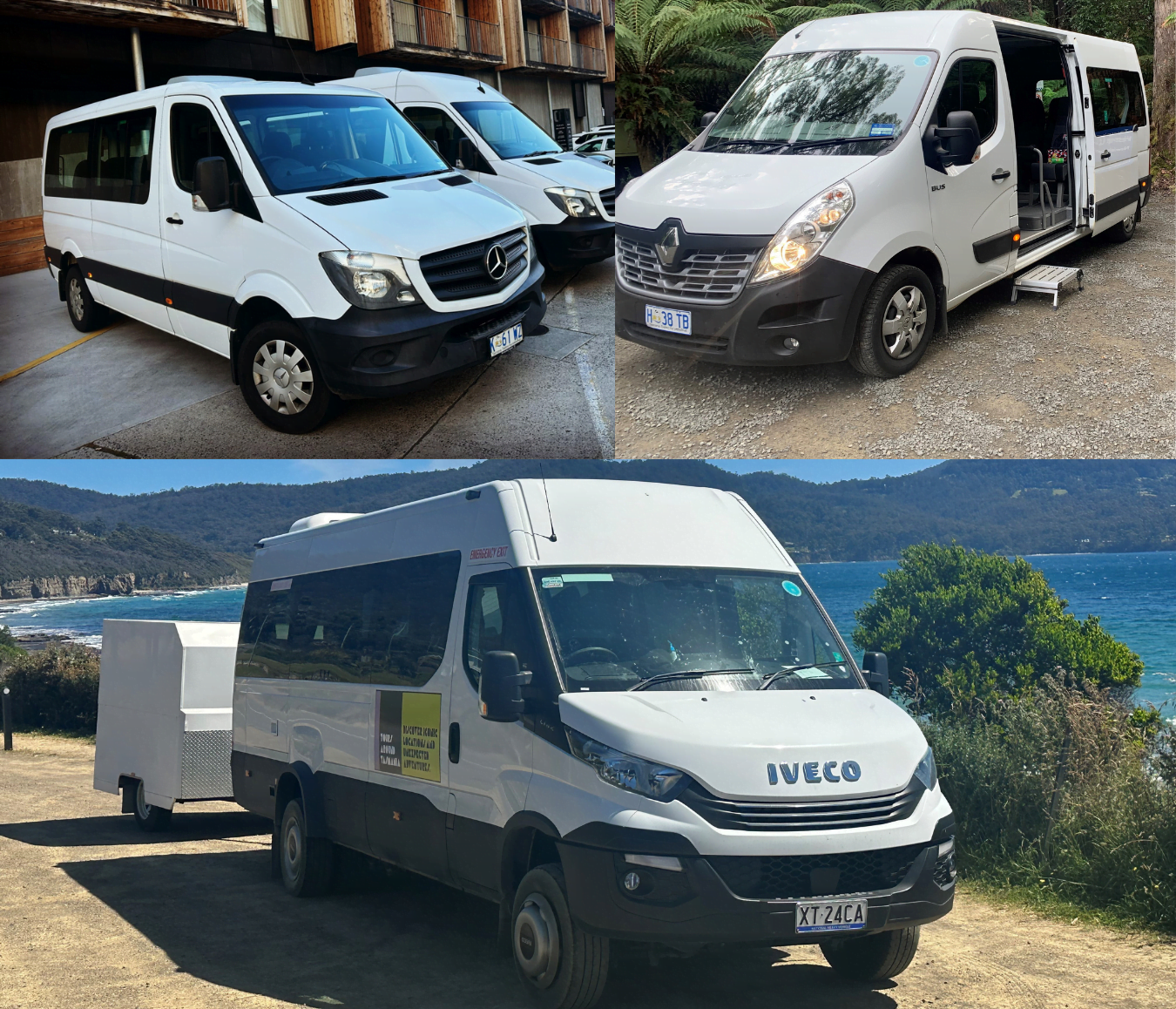 Our luxury vehicle fleet includes a Renault Master, Mercedes Sprinter and Iveco Daily